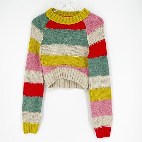 NWT Urban Outfitters Avery Striped Cropped‎ Sweater M - Picture 2 of 7